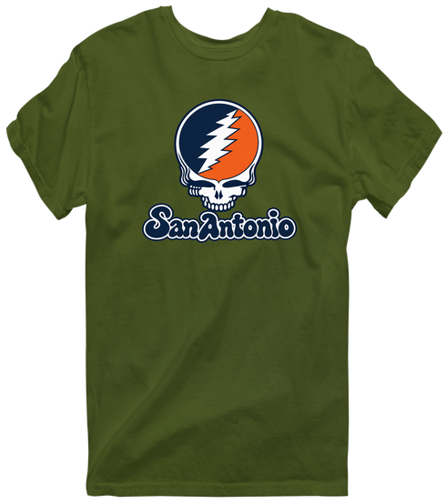 San Antonio Stealie Premium Unisex T-Shirt — Design: Texas at San Antonio The University of — Military Green