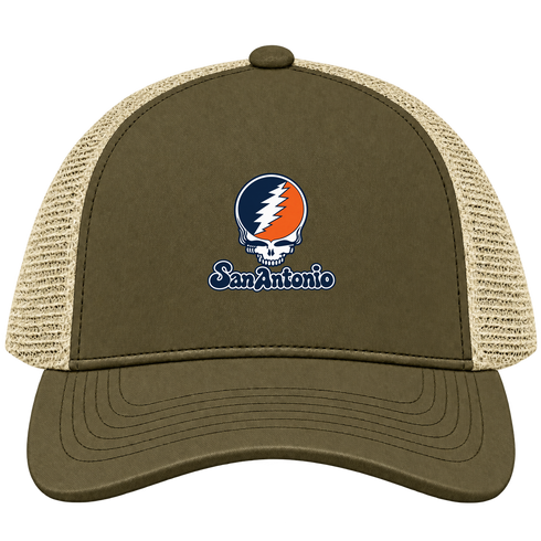 San Antonio Stealie Premium Unisex Trucker Cap — Design: Texas at San Antonio The University of — Moss/Khaki