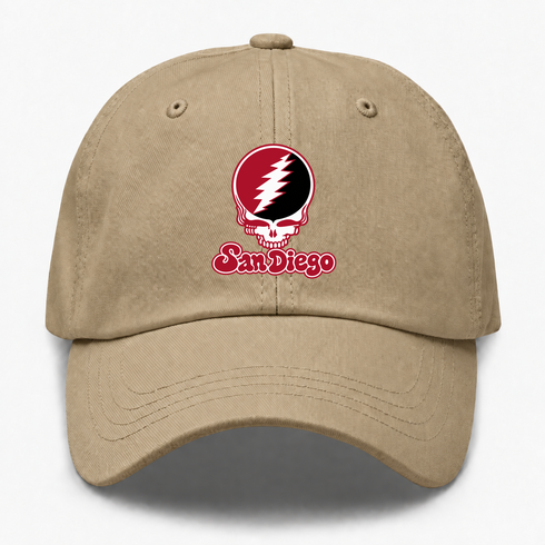 San Diego Stealie Premium Unisex Dad Hat — Design: San Diego State University — Khaki