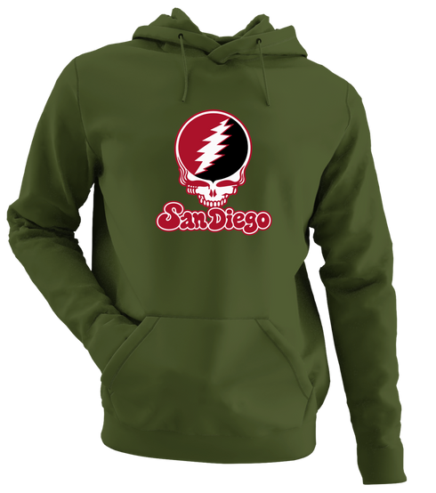 San Diego Stealie Premium Unisex Hoodie — Design: San Diego State University — Military Green