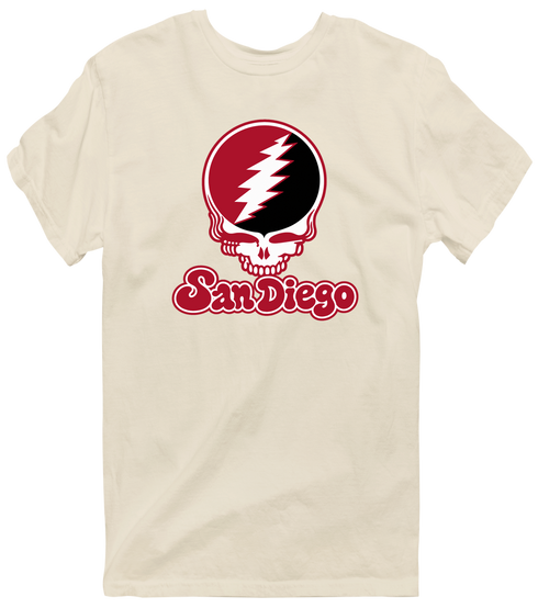 San Diego Stealie Premium Unisex T-Shirt — Design: San Diego State University — Sand