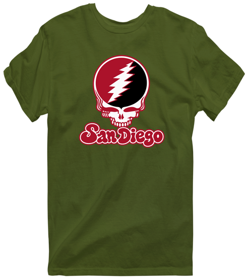 San Diego Stealie Premium Unisex T-Shirt — Design: San Diego State University — Military Green