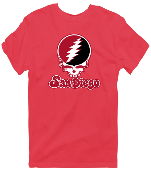 San Diego Stealie Premium Unisex T-Shirt — Design: San Diego State University — Heather Red