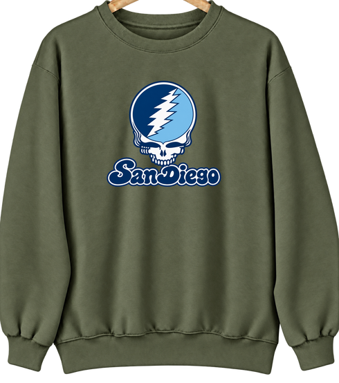 San Diego Stealie Premium Unisex Crewneck — Design: San Diego University of — Military Green