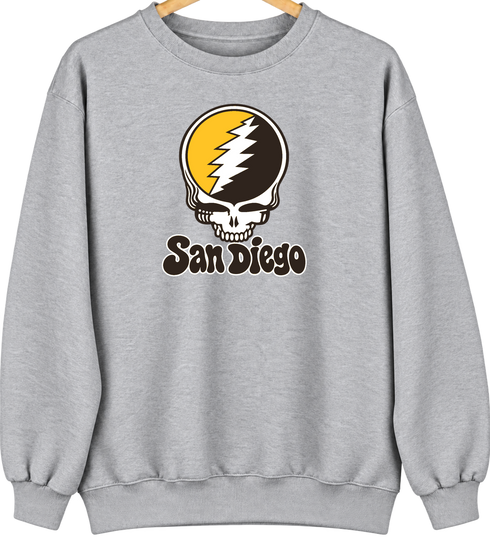 San Diego Baseball Stealie Grateful Dead Crewneck — San Diego Padres — Sport Grey