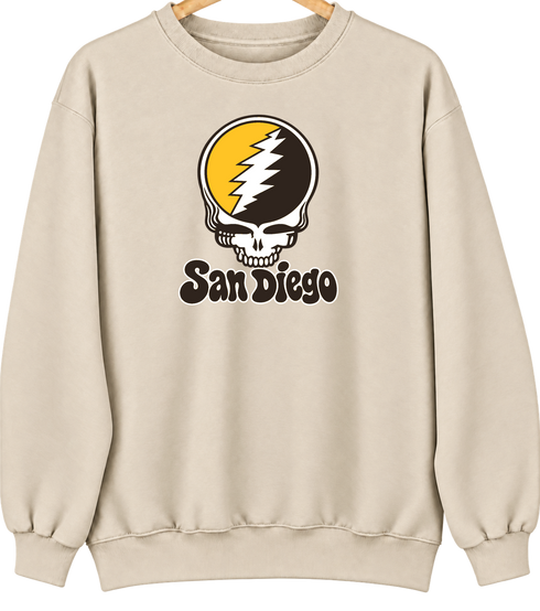 San Diego Baseball Stealie Grateful Dead Crewneck — San Diego Padres — Sand