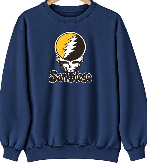 San Diego Baseball Stealie Grateful Dead Crewneck — San Diego Padres — Navy