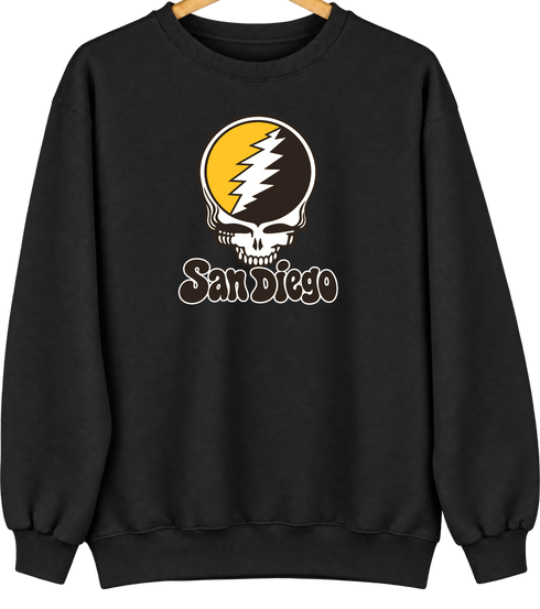 San Diego Baseball Stealie Grateful Dead Crewneck — San Diego Padres — Black