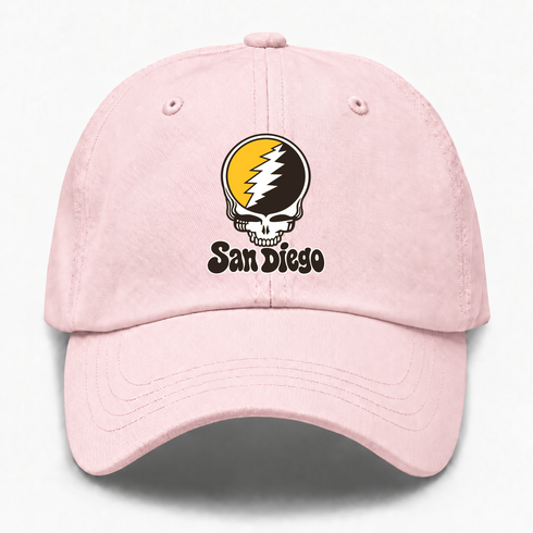 San Diego Baseball Stealie Grateful Dead Dad Hat — San Diego Padres — Pink