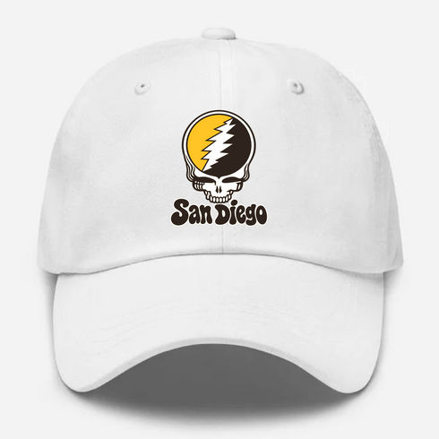 San Diego Baseball Stealie Grateful Dead Dad Hat — San Diego Padres — White