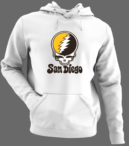 San Diego Baseball Stealie Grateful Dead Hoodie — San Diego Padres — White/Grey