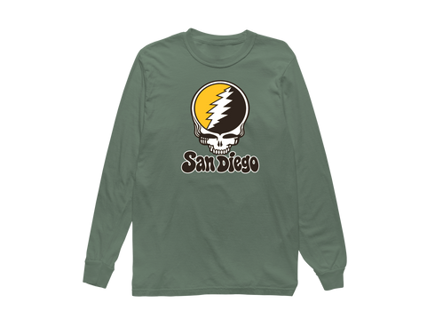 San Diego Baseball Stealie Grateful Dead Long-Sleeve — San Diego Padres — Light Green