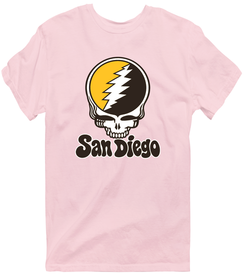 San Diego Baseball Stealie Grateful Dead T-Shirt — San Diego Padres — Light Pink