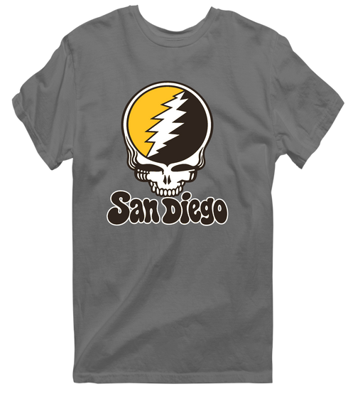 San Diego Baseball Stealie Grateful Dead T-Shirt — San Diego Padres — Charcoal