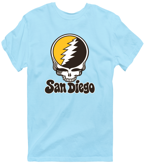 San Diego Baseball Stealie Grateful Dead T-Shirt — San Diego Padres — Light Blue