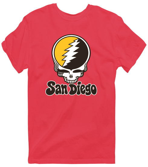 San Diego Baseball Stealie Grateful Dead T-Shirt — San Diego Padres — Heather Red