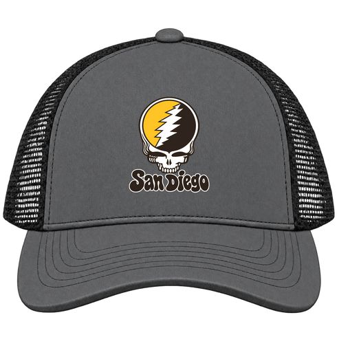 San Diego Baseball Stealie Grateful Dead Trucker Cap — San Diego Padres — Charcoal/Black