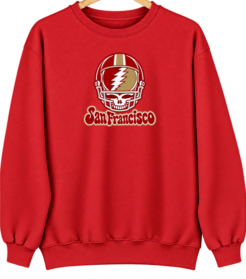 San Francisco Helmet Stealie Premium Unisex Crewneck — San Francisco 49ers — Red