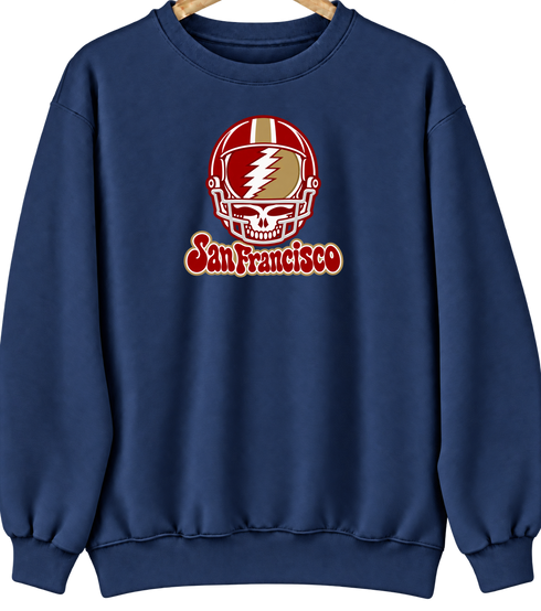 San Francisco Helmet Stealie Premium Unisex Crewneck — San Francisco 49ers — Navy