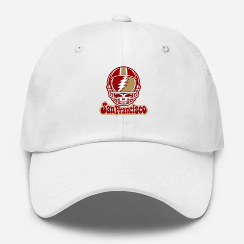 San Francisco Helmet Stealie Premium Unisex Dad Hat — San Francisco 49ers — White