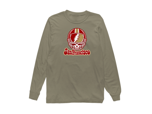 San Francisco Helmet Stealie Premium Unisex Long-Sleeve — San Francisco 49ers — Sandstone