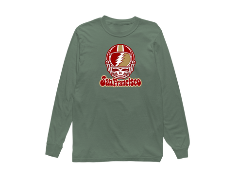 San Francisco Helmet Stealie Premium Unisex Long-Sleeve — San Francisco 49ers — Light Green