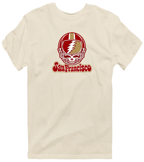 San Francisco Helmet Stealie Premium Unisex T-Shirt — San Francisco 49ers — Sand