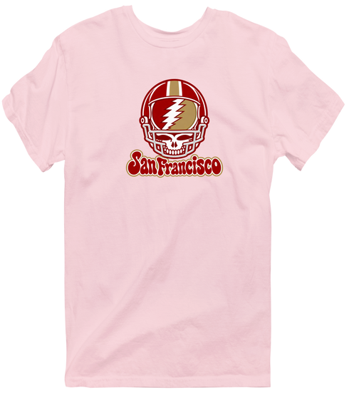 San Francisco Helmet Stealie Premium Unisex T-Shirt — San Francisco 49ers — Light Pink