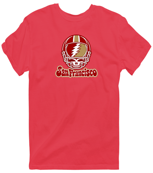 San Francisco Helmet Stealie Premium Unisex T-Shirt — San Francisco 49ers — Heather Red