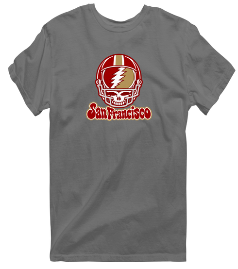 San Francisco Helmet Stealie Premium Unisex T-Shirt — San Francisco 49ers — Charcoal