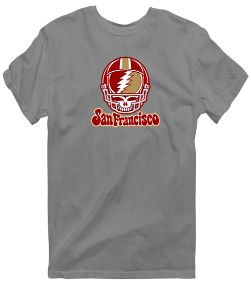 San Francisco Helmet Stealie Premium Unisex T-Shirt — San Francisco 49ers — Dark Heather