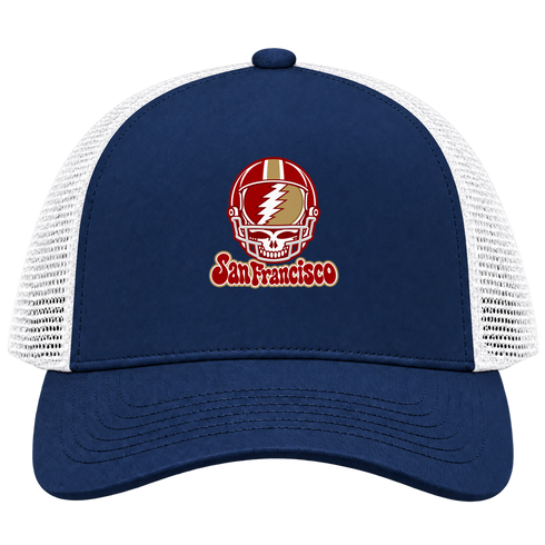 San Francisco Helmet Stealie Premium Unisex Trucker Cap — San Francisco 49ers — Navy/White