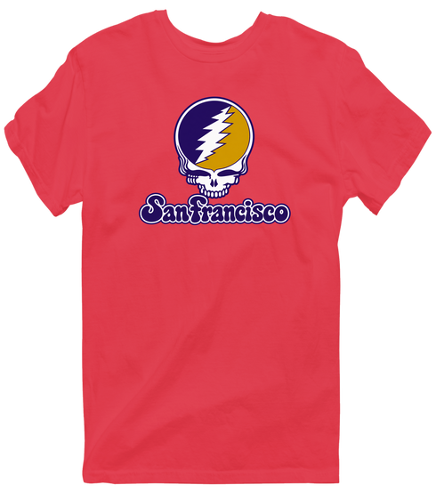 San Francisco Stealie Premium Unisex T-Shirt — Design: San Francisco State University — Heather Red