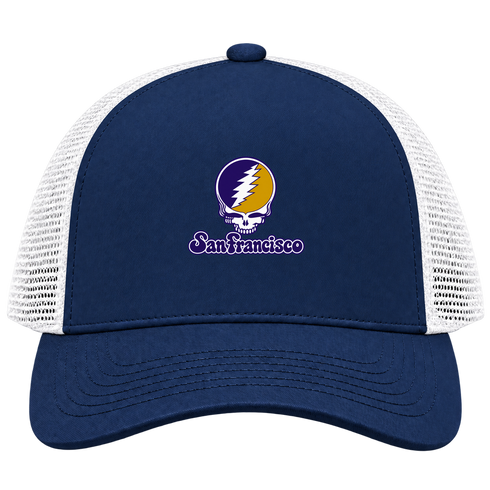 San Francisco Stealie Premium Unisex Trucker Cap — Design: San Francisco State University — Navy/White