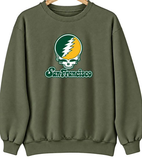 San Francisco Stealie Premium Unisex Crewneck — Design: San Francisco University of — Military Green