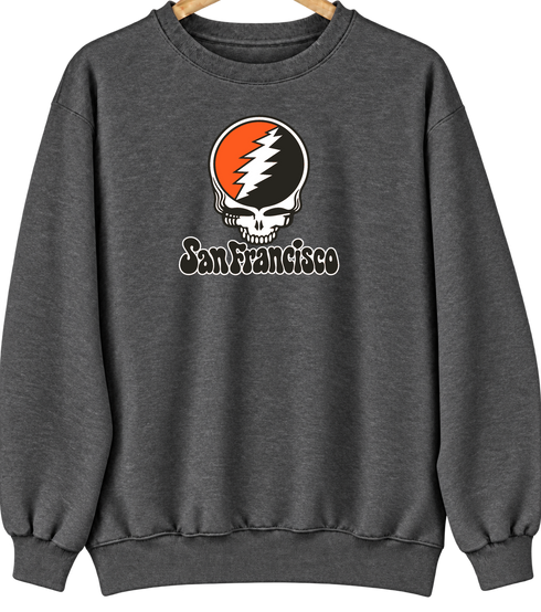 San Francisco Baseball Stealie Grateful Dead Crewneck — San Francisco Giants — Dark Heather