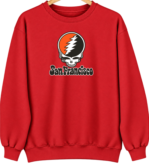 San Francisco Baseball Stealie Grateful Dead Crewneck — San Francisco Giants — Red