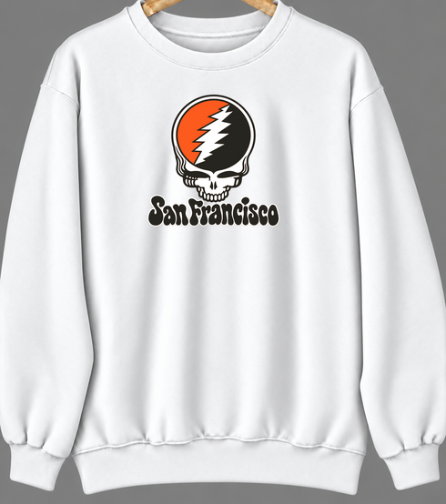 San Francisco Baseball Stealie Grateful Dead Crewneck — San Francisco Giants — White