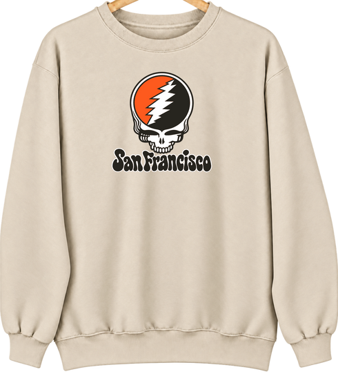 San Francisco Baseball Stealie Grateful Dead Crewneck — San Francisco Giants — Sand