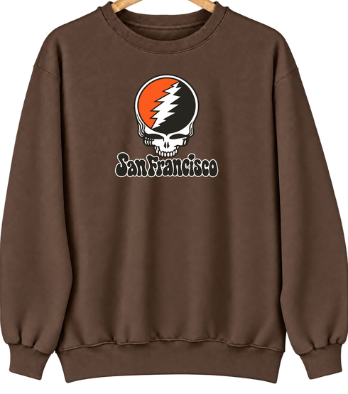 San Francisco Baseball Stealie Grateful Dead Crewneck — San Francisco Giants — Brown