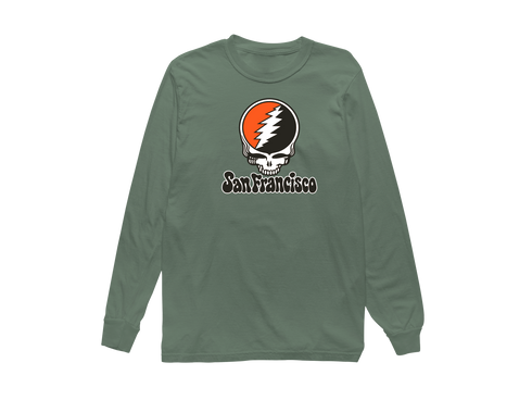 San Francisco Baseball Stealie Grateful Dead Long-Sleeve — San Francisco Giants — Light Green
