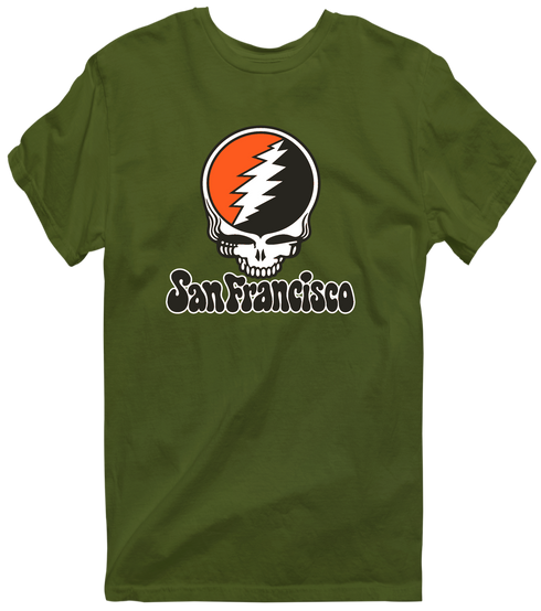 San Francisco Baseball Stealie Grateful Dead T-Shirt — San Francisco Giants — Military Green