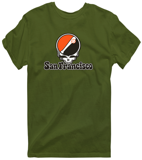 San Francisco Baseball Stealie Grateful Dead T-Shirt — San Francisco Giants — Military Green