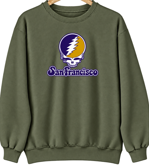 San Francisco Stealie Premium Unisex Crewneck — Design: San Francisco State University — Military Green