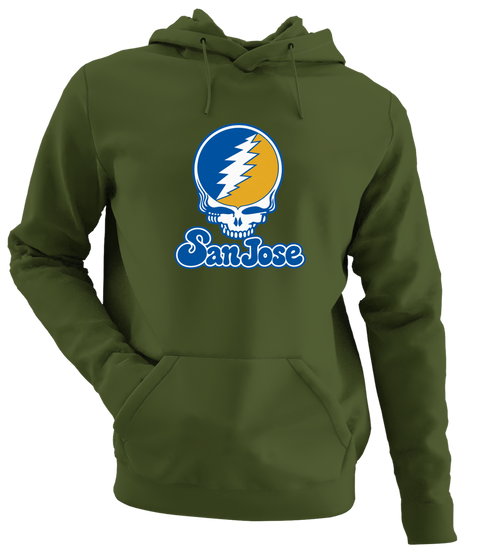 San Jose Stealie Premium Unisex Hoodie — Design: San Jose State University — Military Green