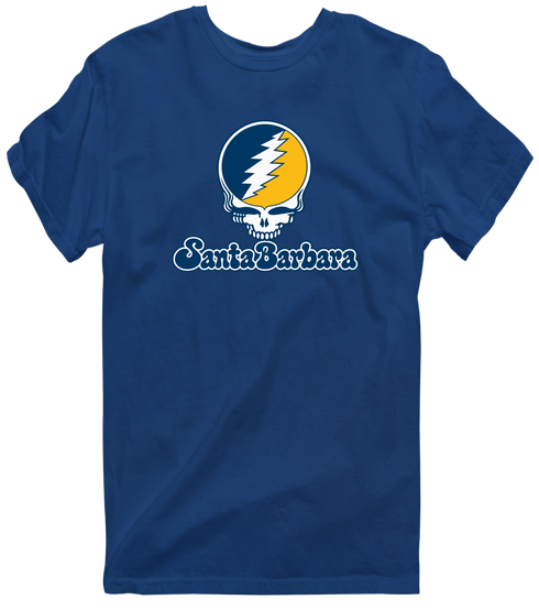 Santa Barbara Stealie Premium Unisex T-Shirt — Design: California Santa Barbara University of — Navy