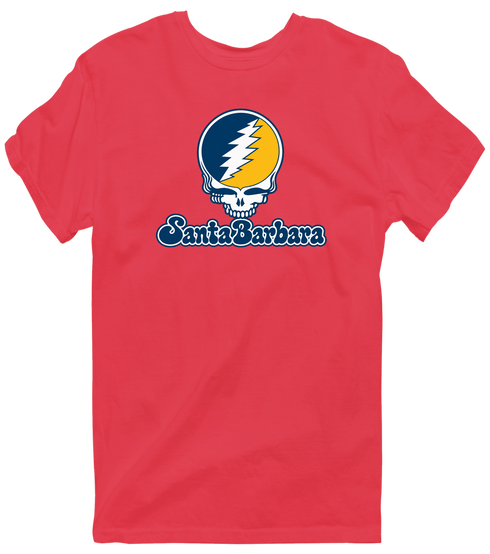 Santa Barbara Stealie Premium Unisex T-Shirt — Design: California Santa Barbara University of — Heather Red