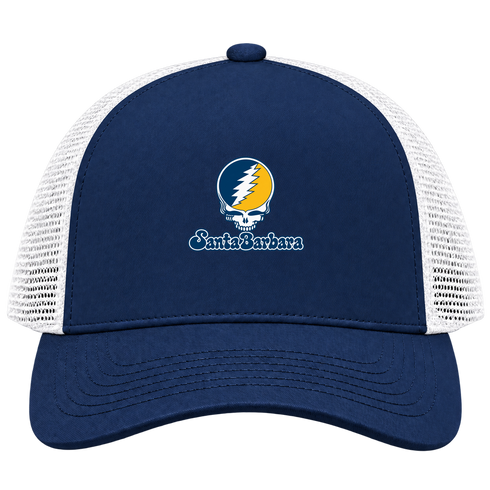 Santa Barbara Stealie Premium Unisex Trucker Cap — Design: California Santa Barbara University of — Navy/White