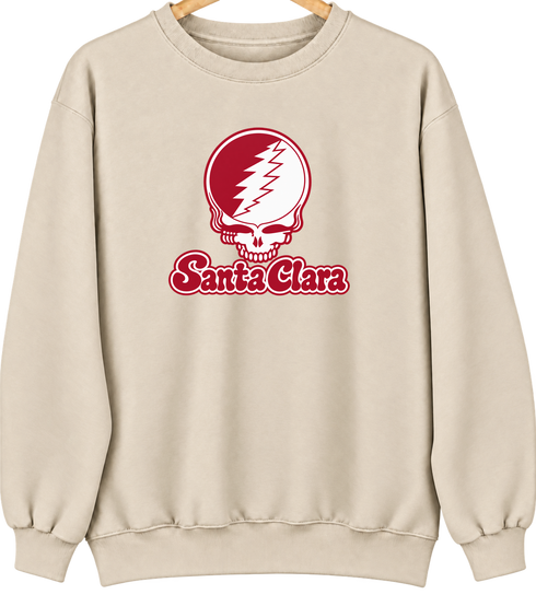 Santa Clara Stealie Premium Unisex Crewneck — Design: Santa Clara University — Sand