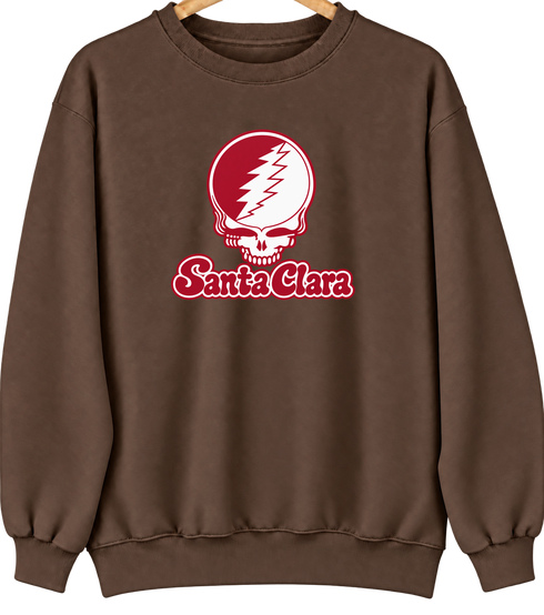 Santa Clara Stealie Premium Unisex Crewneck — Design: Santa Clara University — Brown